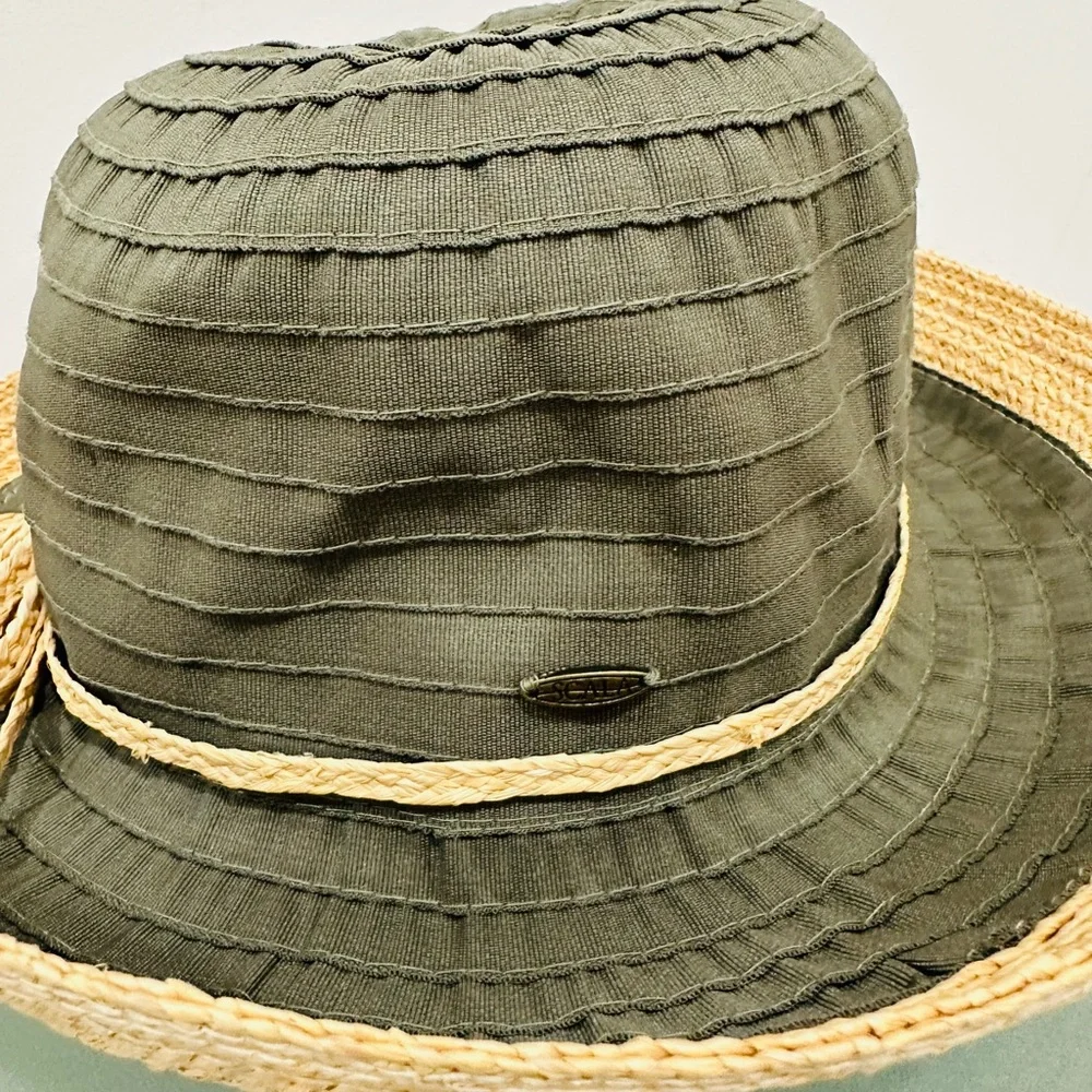 Scala Collezione‎ Sun Hat Paper Polyester One Size Band Beach Garden